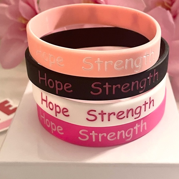 🌸 4pc Breast Cancer Awareness Stretchable Silicone Bracelets - Picture 2 of 12
